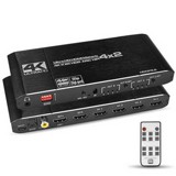 מטריצת HDMI 4X2 - מפצל/מתג HDMI 2.0 4K ל-2 יציאות ו 4 כניסות כולל ARC ויציאות אודיו - כולל שלט רחוק מטריצת HDMI 4X2 - מפצל/מתג HDMI 2.0 4K ל-2 יציאות ו 4 כניסות כולל ARC ויציאות אודיו - כולל שלט רחוק