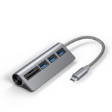 מפצל TYPE C USB 3.0 איכותי עם 3 כניסות וקורא כרטיסים מיקרו SD ו SD מפצל TYPE C USB 3.0 איכותי עם 3 כניסות וקורא כרטיסים מיקרו SD ו SD