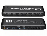 קופסת מיתוג DUAL HDMI KVM מ-2 מחשבים לעמדת עבודה אחת עם 2 מסכים ו USB - תמיכה ב EXTENDED - 4K קופסת מיתוג DUAL HDMI KVM מ-2 מחשבים לעמדת עבודה אחת עם 2 מסכים ו USB - תמיכה ב EXTENDED - 4K