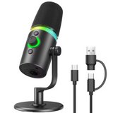 מיקרופון דינמי מקצועי USB-C + XLR DM65 | 24bit/96kHz | ניטור אוזניות | RGB מיקרופון דינמי מקצועי USB-C + XLR DM65 | 24bit/96kHz | ניטור אוזניות | RGB
