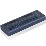 מפצל USB 3.0 עם 10 יציאות ומתג נפרד לכל יציאה | גוף אלומיניום | USB HUB דגם 985A מפצל USB 3.0 עם 10 יציאות ומתג נפרד לכל יציאה | גוף אלומיניום | USB HUB דגם 985A
