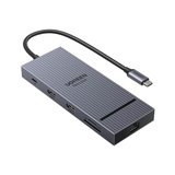 תחנת עגינה UGREEN בחיבור USB TYPE C -10 in 1 - כולל 2 חיבורי 4K 60Hz HDMI, חיבור רשת GIGABIT ETHERNET, חיבורי USB, קורא כרטיסים, וטעינה PD